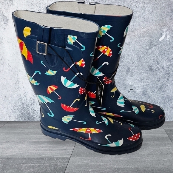 Via Rosa Snow Rain Boots Multicolor Umbrella Print Size 11 - Picture 3 of 5